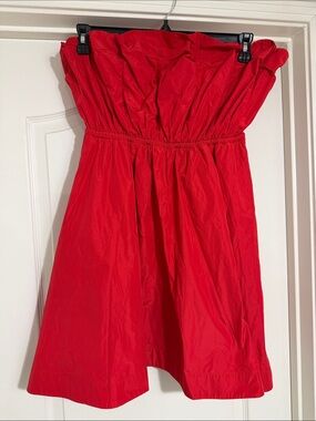 Anthropologie size L women’s Strapless Red Dress mini used 1 time